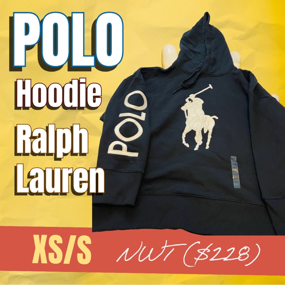Polo Ralph Lauren Big Pony Chenille Hoodie Black XS/S NWT ($228)